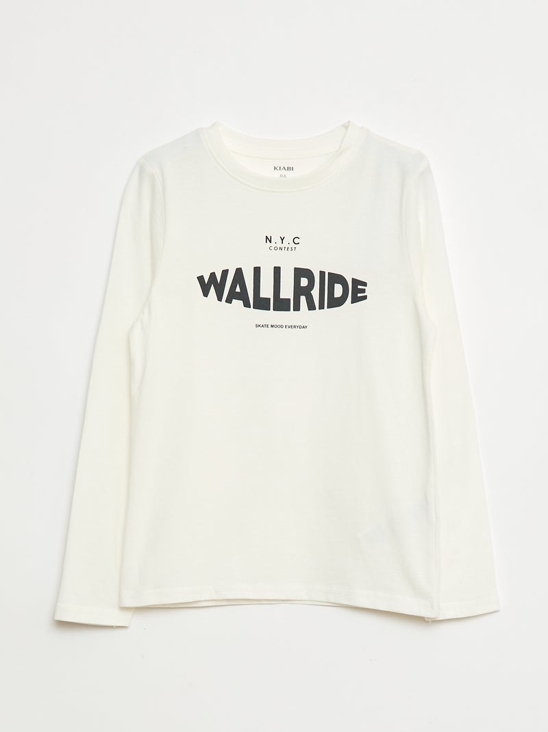 T-shirt stampata fantasia a maniche lunghe Bianco - Kiabi