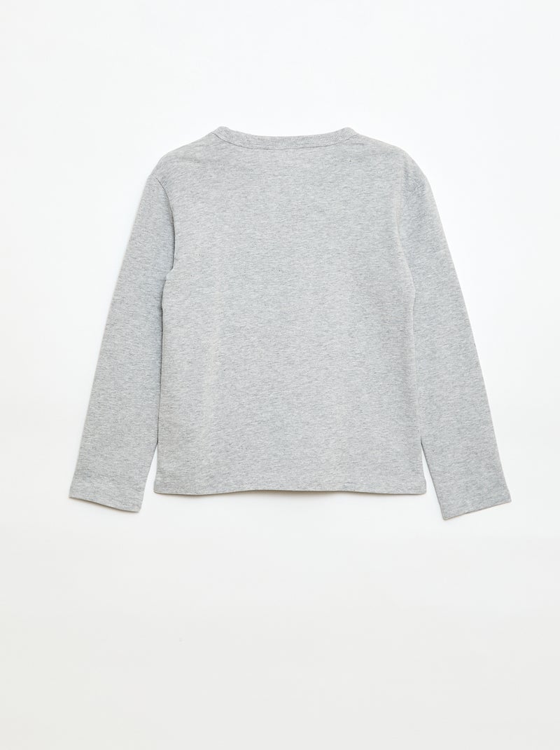 T-shirt stampata fantasia a maniche lunghe Grigio - Kiabi