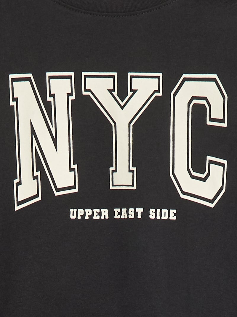 T-shirt stampata fantasia a maniche lunghe Nero - Kiabi