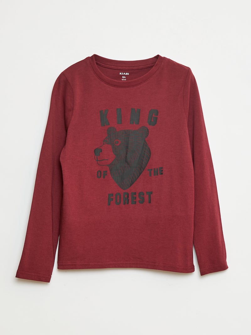 T-shirt stampata fantasia a maniche lunghe Rosso - Kiabi