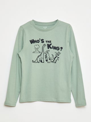 T-shirt stampata fantasia a maniche lunghe