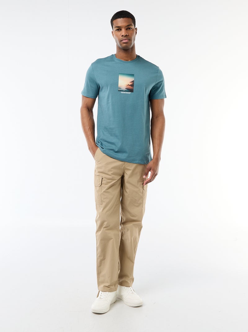 T-shirt stampata fantasia Blu - Kiabi