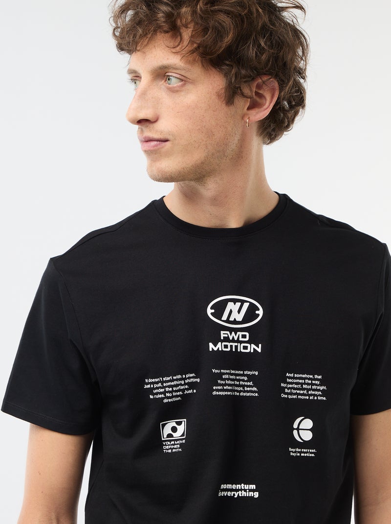 T-shirt stampata fantasia Nero - Kiabi