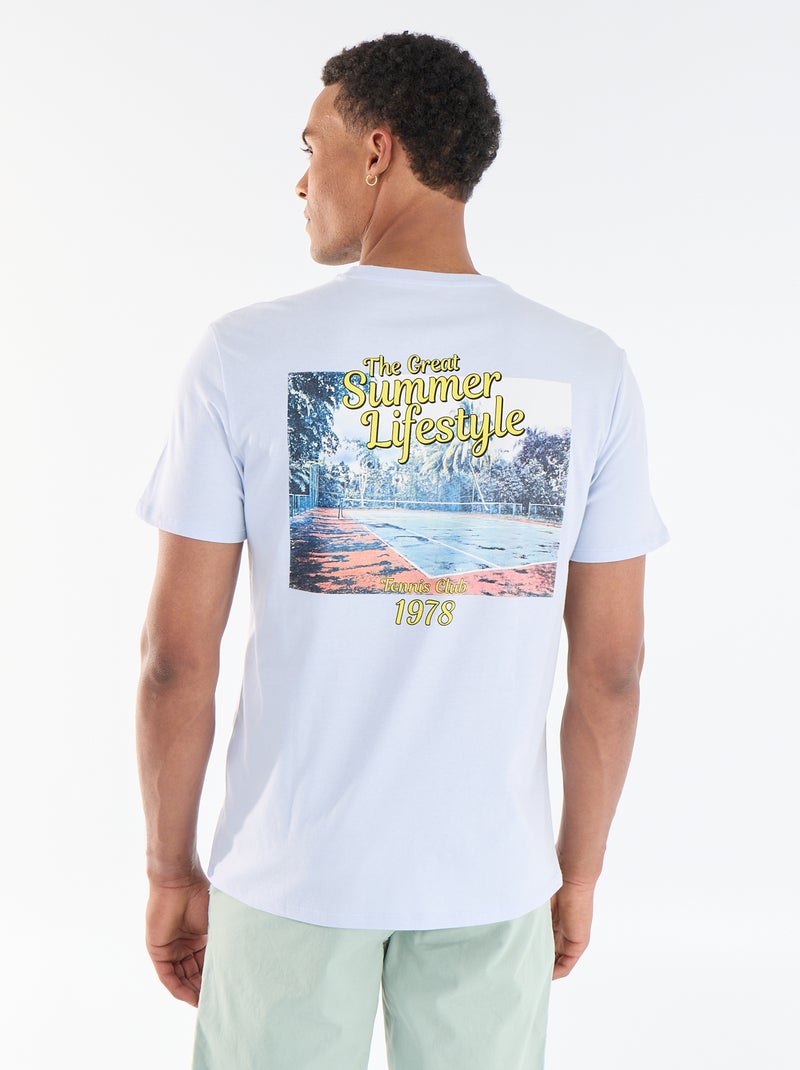 T-shirt stampata fronte/retro a maniche corte Blu - Kiabi