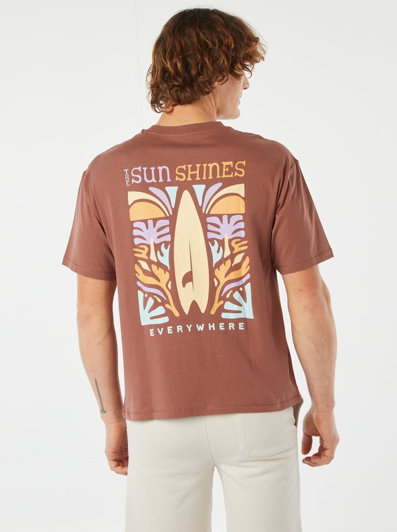 T-shirt stampata fronte/retro a maniche corte MARRONE - Kiabi