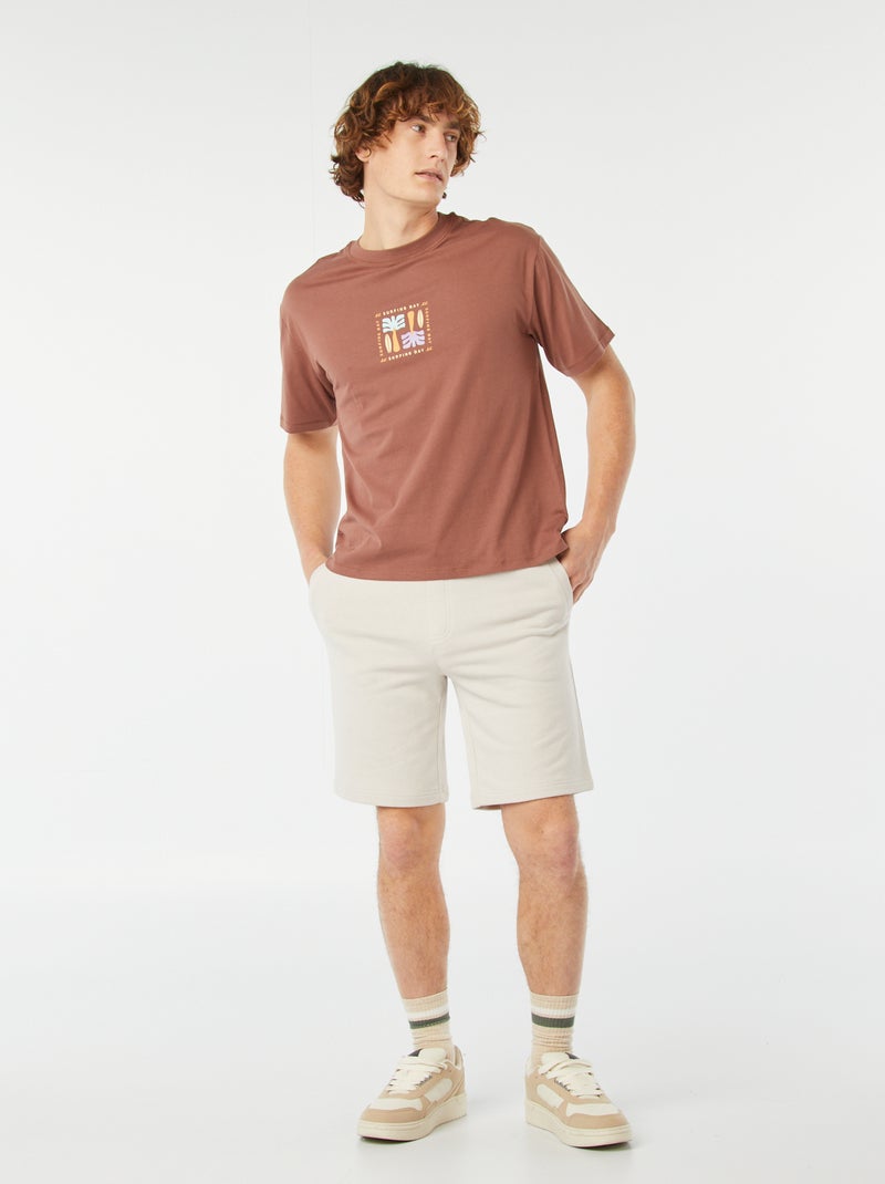 T-shirt stampata fronte/retro a maniche corte MARRONE - Kiabi