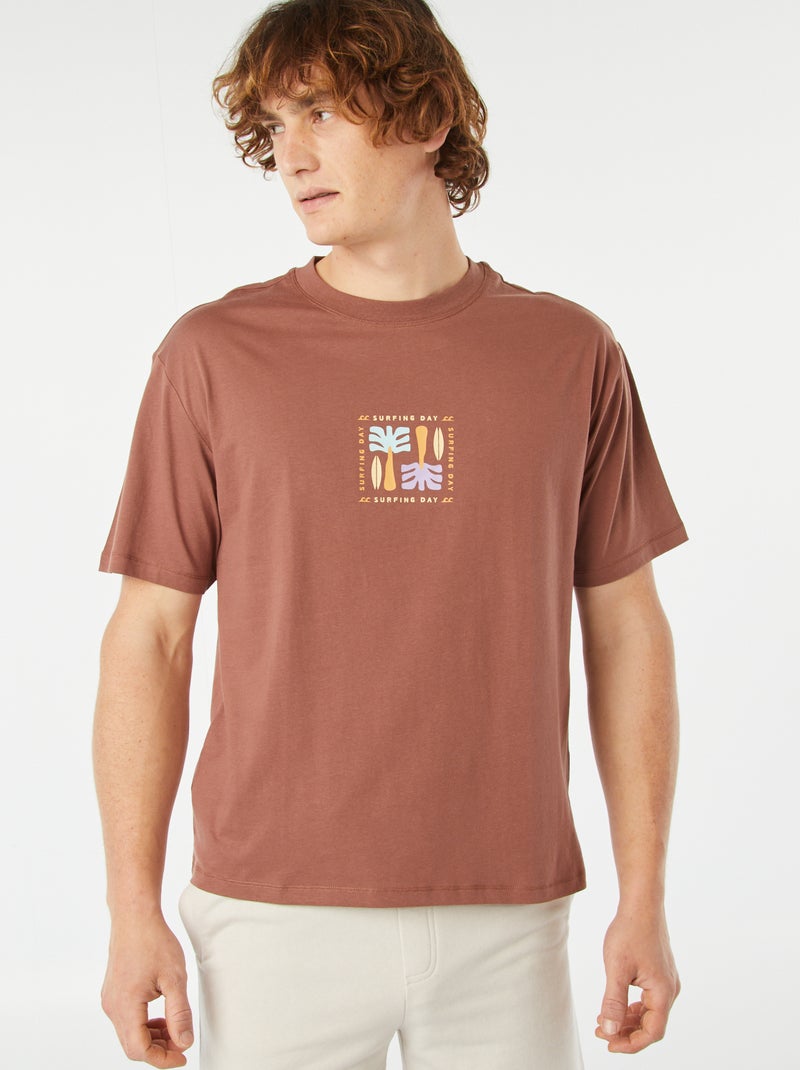T-shirt stampata fronte/retro a maniche corte MARRONE - Kiabi