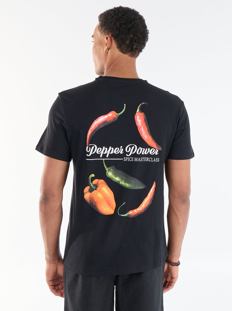 T-shirt stampata fronte/retro a maniche corte Nero - Kiabi