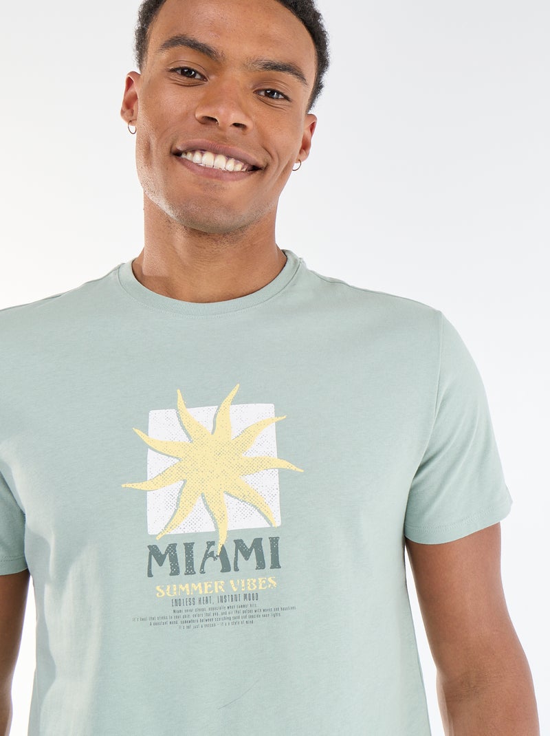 T-shirt stampata fronte/retro a maniche corte Verde - Kiabi