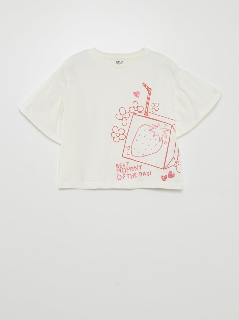 T-shirt stampata 'frutti' a maniche corte BIANCO - Kiabi