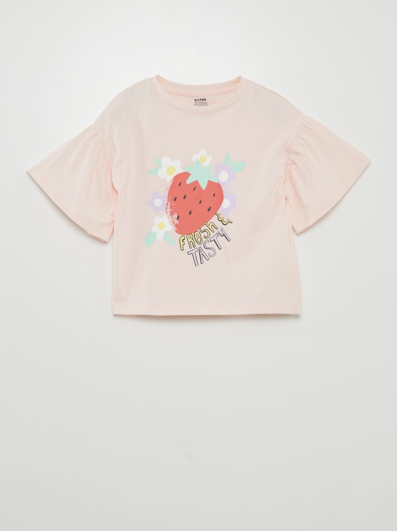 T-shirt stampata 'frutti' a maniche corte ROSA - Kiabi