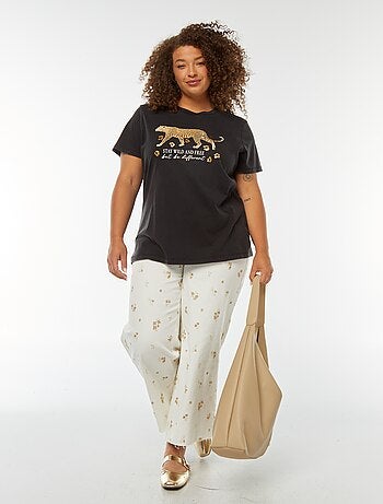 T-shirt stampata 'giaguaro' a maniche corte