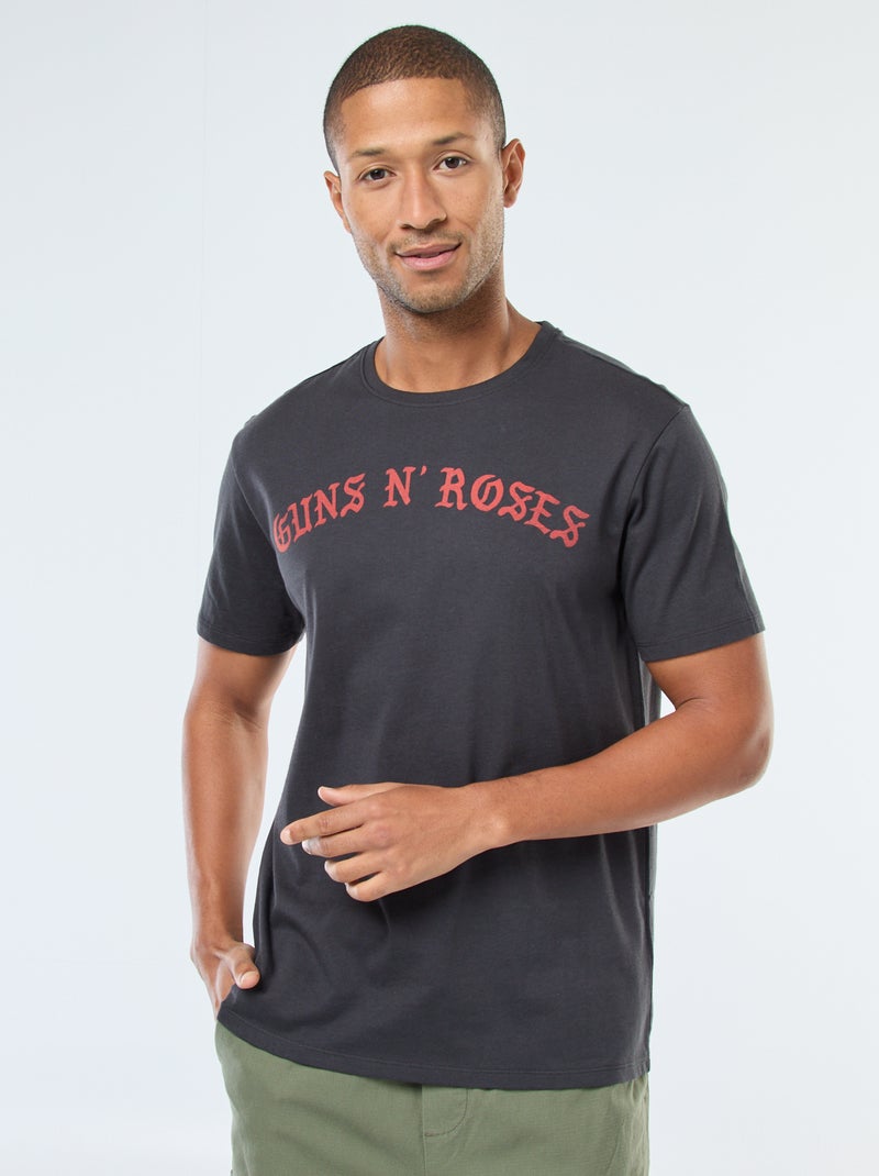 T-shirt stampata 'Gun'N'Roses' a maniche corte Nero - Kiabi