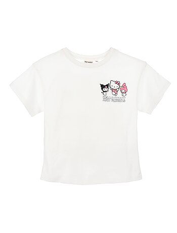 T-shirt stampata 'Hello Kitty' in cotone tinta unita