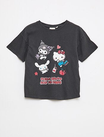 T-shirt stampata 'Hello Kitty' in cotone tinta unita