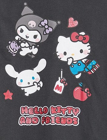 T-shirt stampata 'Hello Kitty' in cotone tinta unita