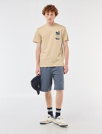 T-shirt stampata in cotone a tinta unita