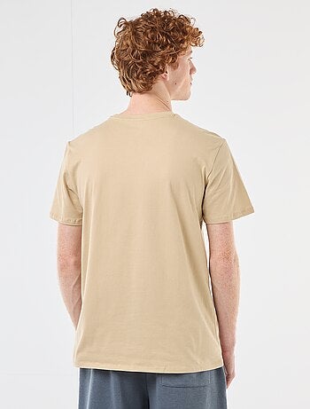 T-shirt stampata in cotone a tinta unita
