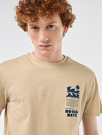 T-shirt stampata in cotone a tinta unita