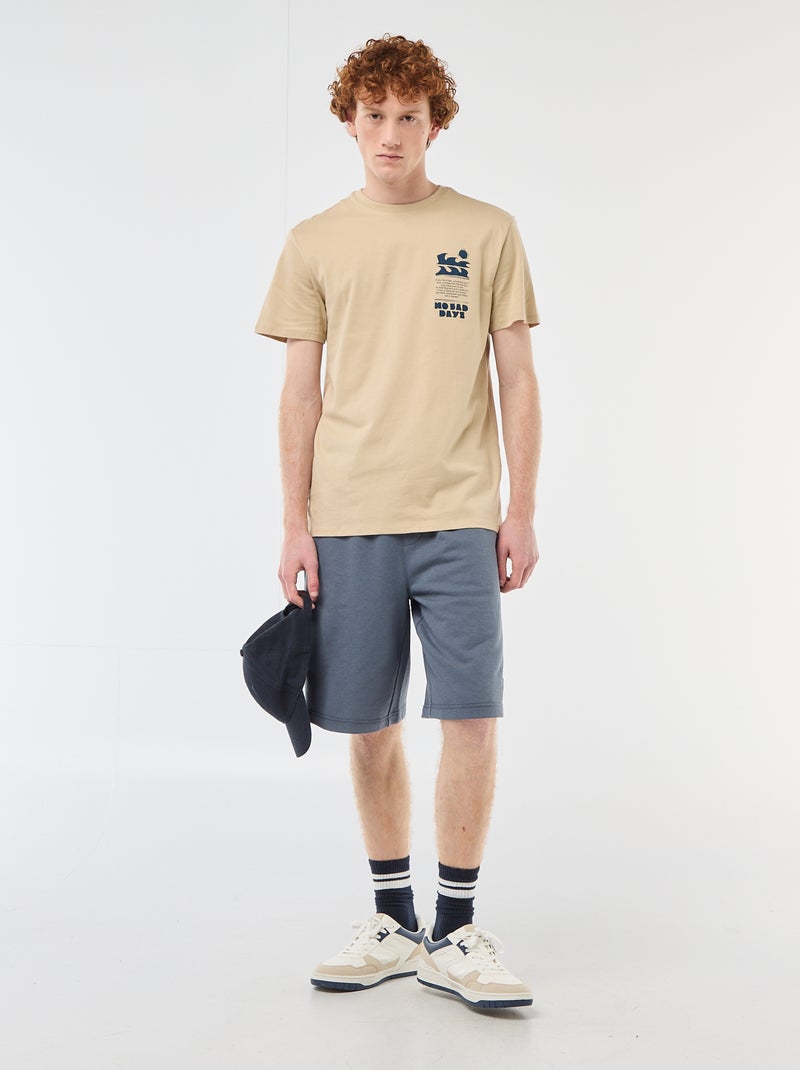 T-shirt stampata in cotone a tinta unita Beige - Kiabi