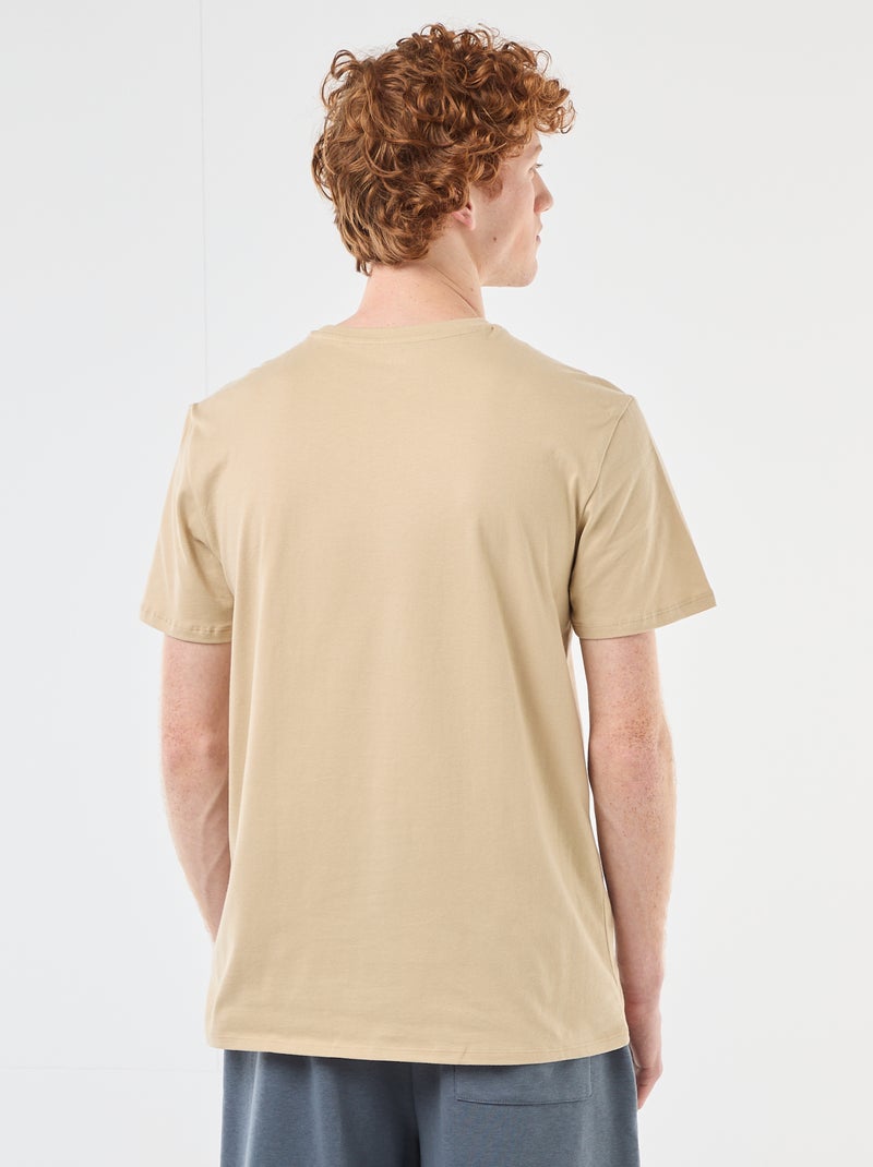 T-shirt stampata in cotone a tinta unita Beige - Kiabi