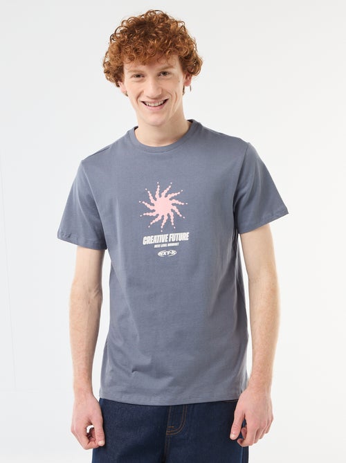 T-shirt stampata in cotone a tinta unita - Kiabi