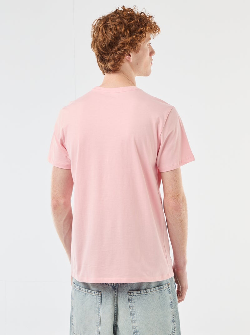 T-shirt stampata in cotone a tinta unita Rosa - Kiabi