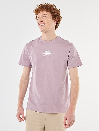 T-shirt stampata in cotone a tinta unita