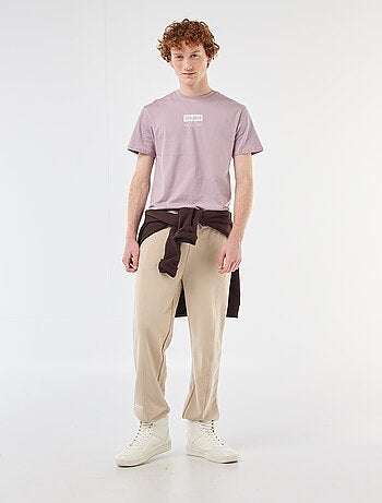 T-shirt stampata in cotone a tinta unita