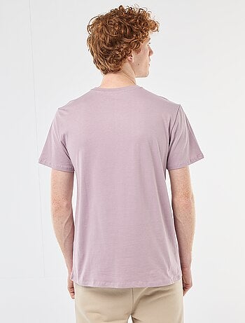 T-shirt stampata in cotone a tinta unita