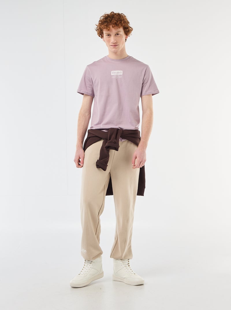T-shirt stampata in cotone a tinta unita Viola - Kiabi