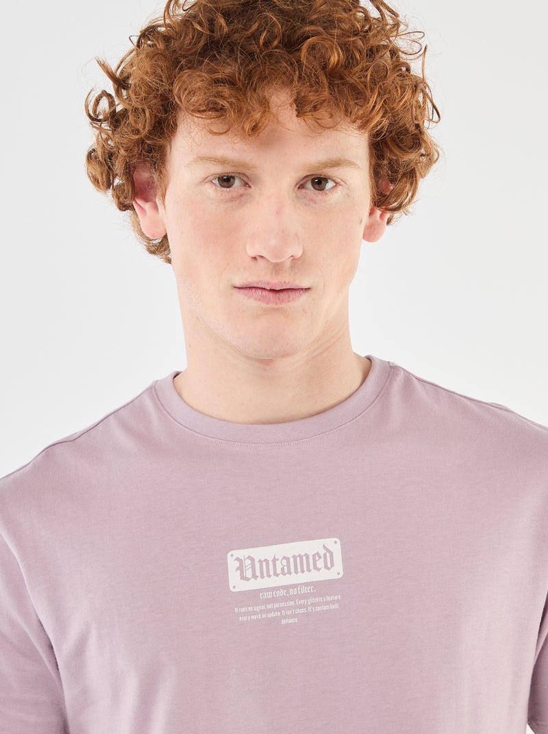 T-shirt stampata in cotone a tinta unita Viola - Kiabi