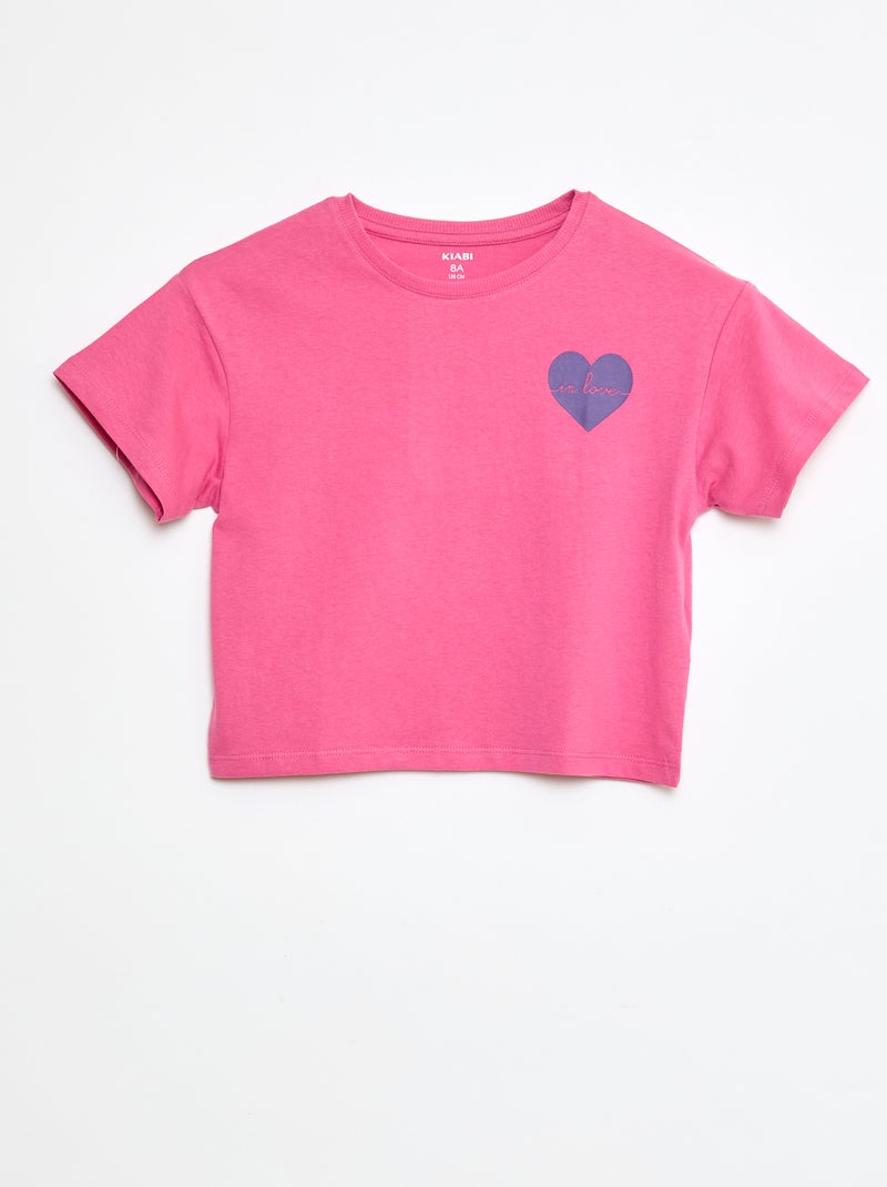 T-shirt stampata in cotone Rosa - Kiabi