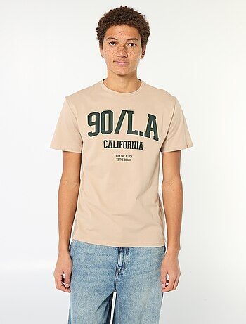 T-shirt stampata in cotone tinta unita