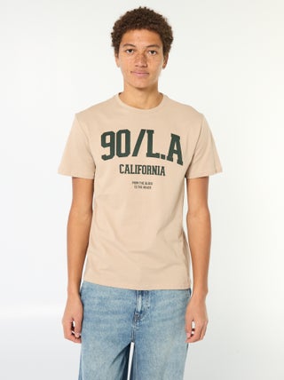 T-shirt stampata in cotone tinta unita