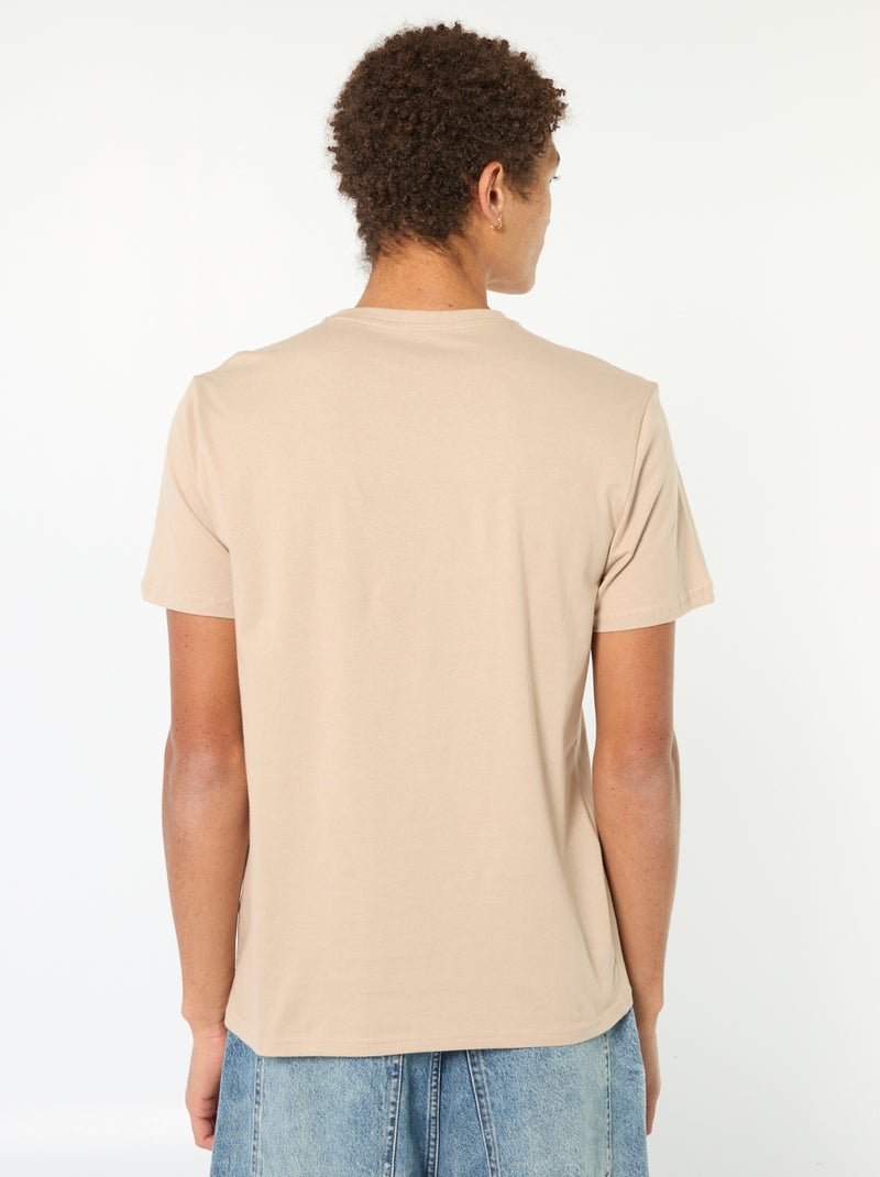 T-shirt stampata in cotone tinta unita Beige - Kiabi