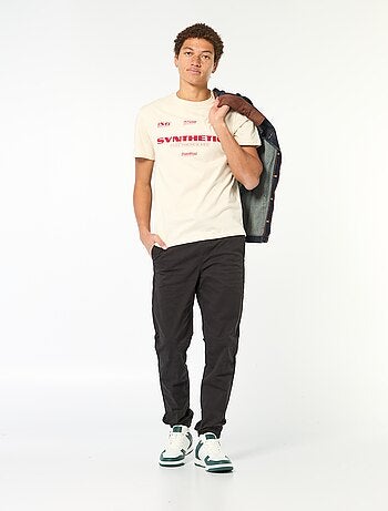 T-shirt stampata in cotone tinta unita