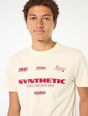 T-shirt stampata in cotone tinta unita