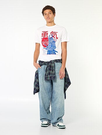 T-shirt stampata in cotone tinta unita