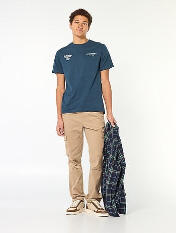 T-shirt stampata in cotone tinta unita