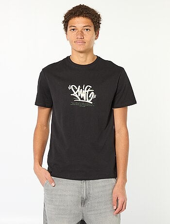 T-shirt stampata in cotone tinta unita