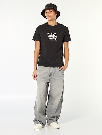 T-shirt stampata in cotone tinta unita