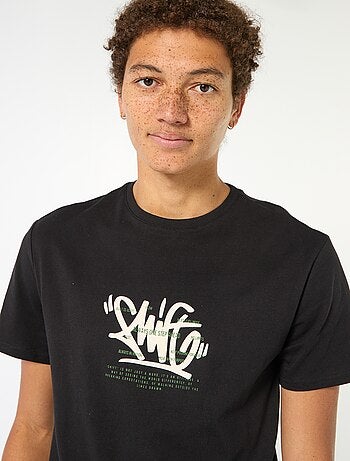 T-shirt stampata in cotone tinta unita