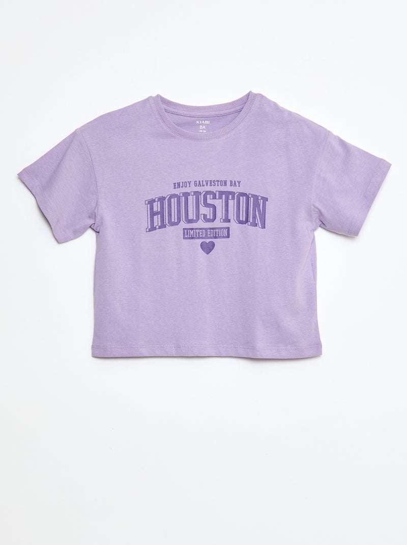 T-shirt stampata in cotone Viola - Kiabi