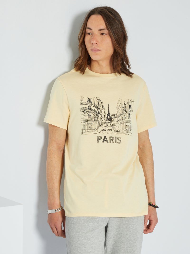 T-shirt stampata in jersey 'Paris' BEIGE - Kiabi