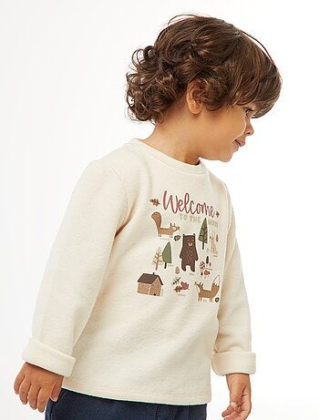 T-shirt stampata in maglia effetto peluche