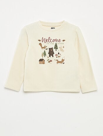 T-shirt stampata in maglia effetto peluche