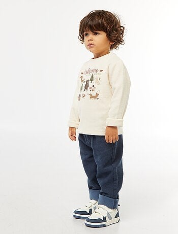 T-shirt stampata in maglia effetto peluche