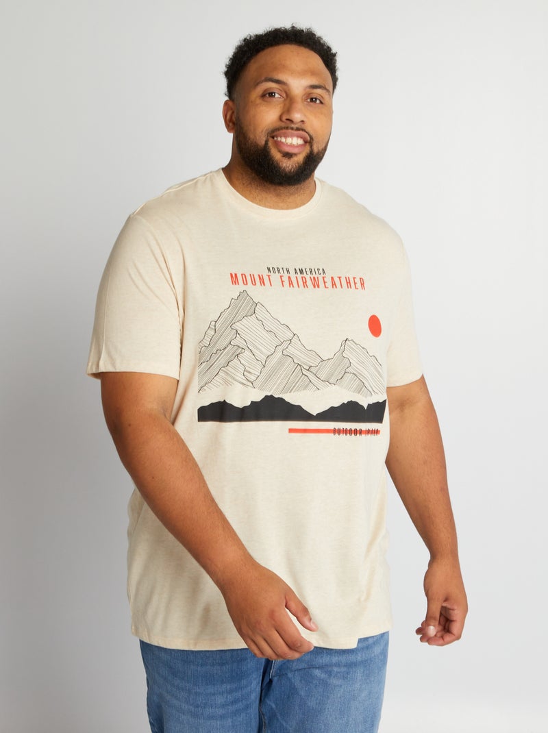 T-shirt stampata in maglia jersey Beige - Kiabi