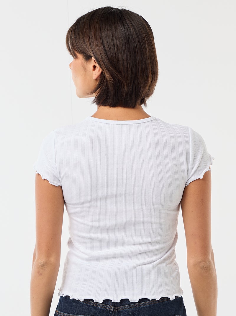 T-shirt stampata in maglia pointelle Bianco - Kiabi